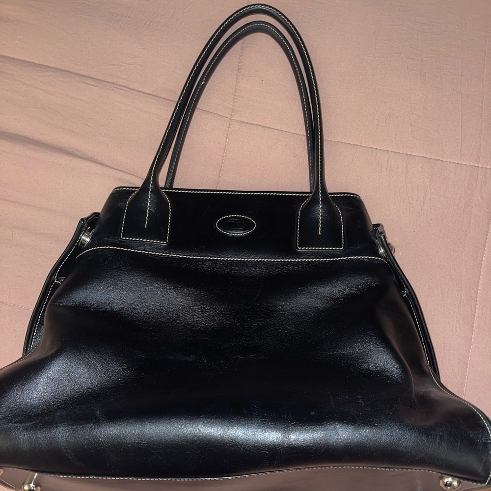 Tods black leather handbag
